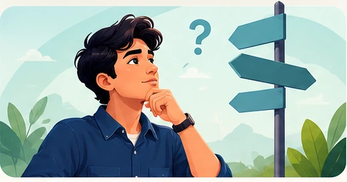 Decision Making illustration — a student weighing different choices